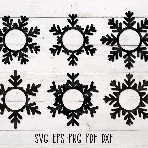 Snowflake Frame SVG, Christmas Ornament SVG, Snowflake SVG Cut File, Winter Decor, Svg files for Cricut and Silhouette, Instant Download