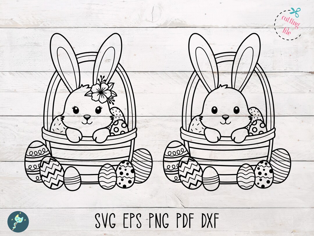 Easter Bunny SVG, Bunny in a Basket SVG, Cute Bunny Svg, Easter Basket ...