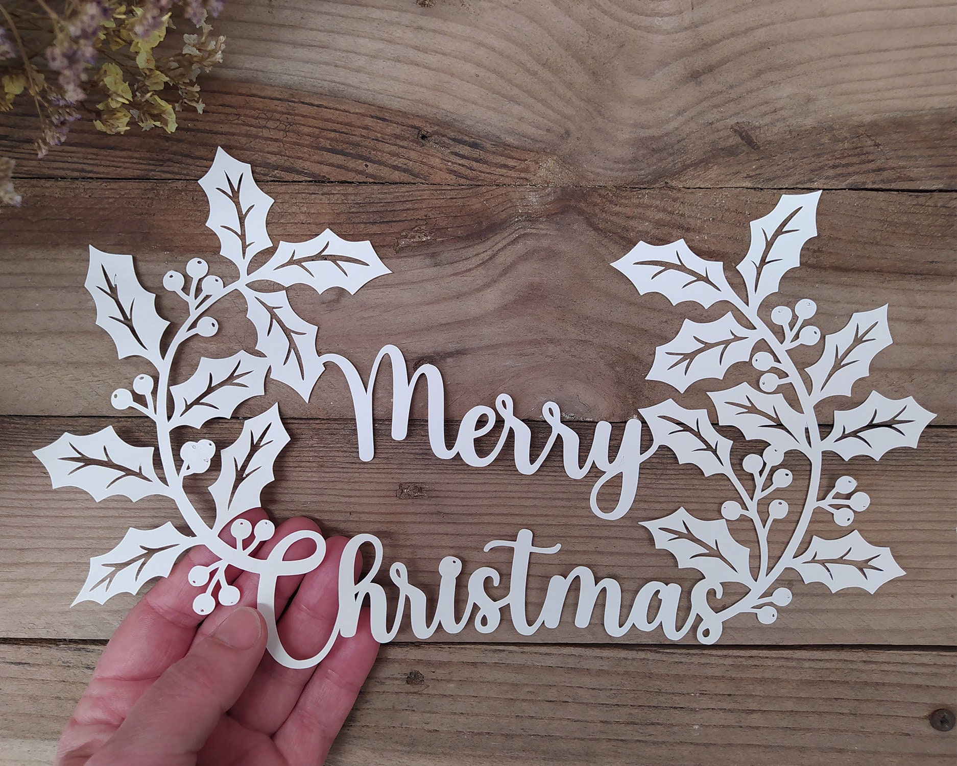 Merry Christmas Svg Holly Leaves Svg Christmas Decoration Cut File Merry christmas svg holly leaves svg christmas decoration cut file