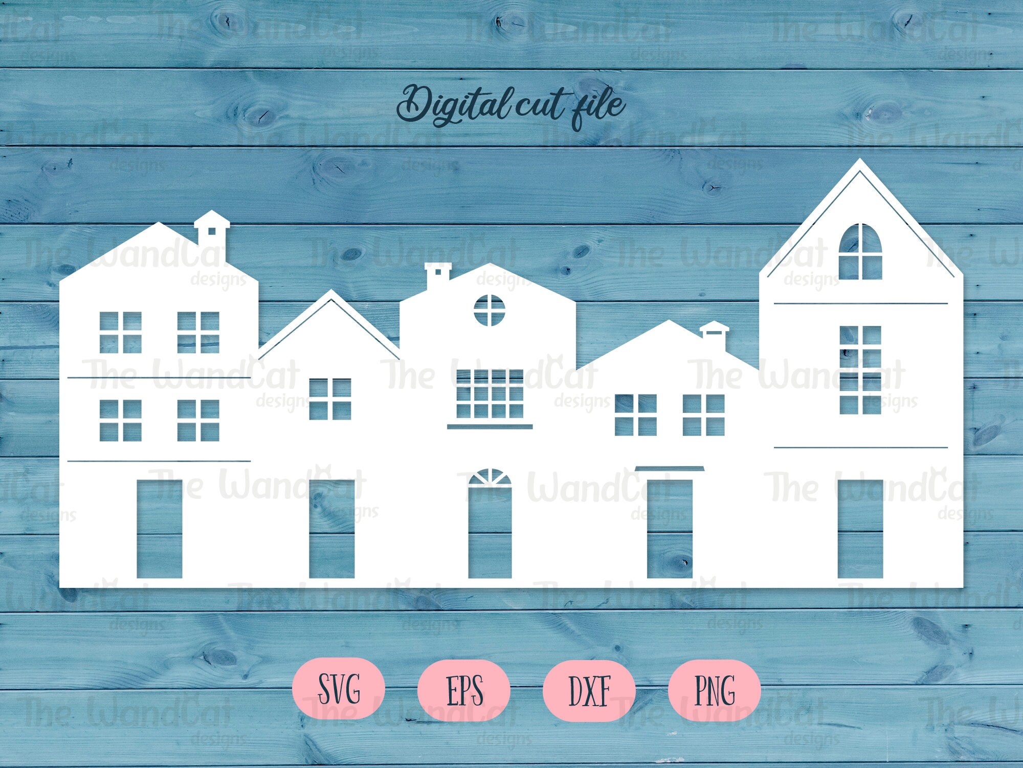 Houses svg houses cut file house paper cut dxf eps png Etsy