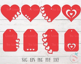 Heart Gift Tags SVG, Valentine Gift Tags SVG, Label SVG, Gift Tags Template, svg files for Cricut and Silhouette, Instant download