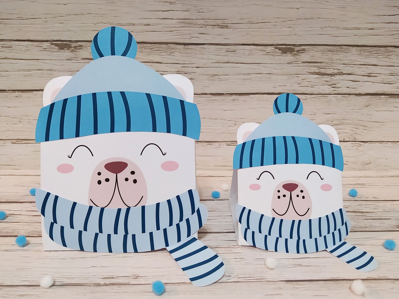 Printable polar bear favor box gift box party box printable  etsy