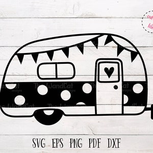 Caravan SVG, Happy Camper SVG, Camping SVG Cut File for Cricut and