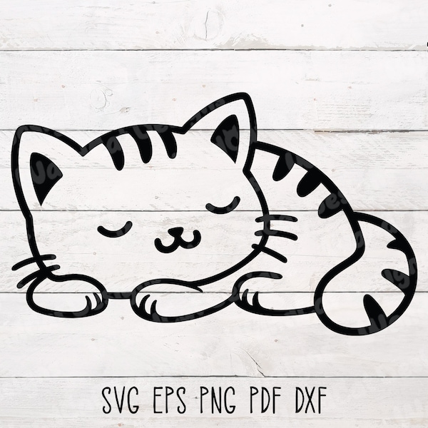 Cute Sleeping Cat SVG, Napping Cat svg, Kitten svg, Cute Cat svg, Kitty Cut File for Cricut and Silhouette, Instant download