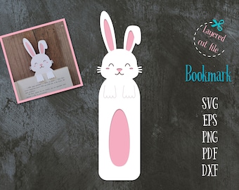 Fichier svg signet lapin pour Cricut et Silhouette, signet pour enfants, fichier svg lapin, téléchargement immédiat