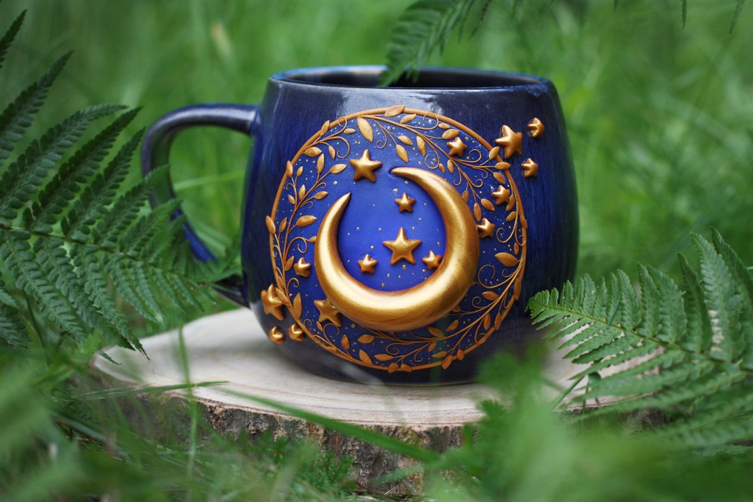 Mug en céramique lune fait main : chaudron à café de sorcière avec étoiles - Etsy France
