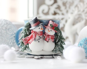 Handmade Snowman Mug, Christmas gift sister in law