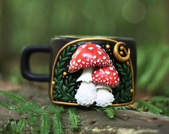 Whimsical mushroom mug, magical forest  tea cup