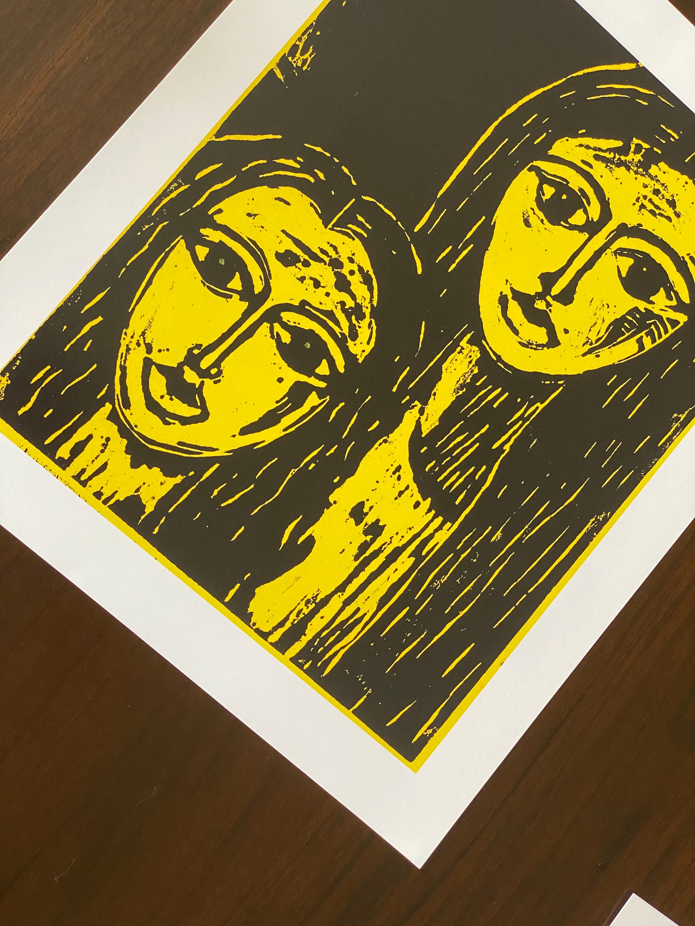 Woodblock Art Print - Mother Daughter - Etsy