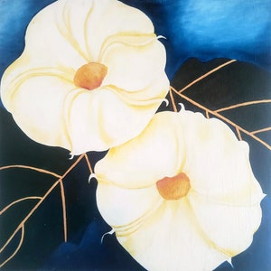 White Flowers|Georgia Okeefe Inspired Original Art Print