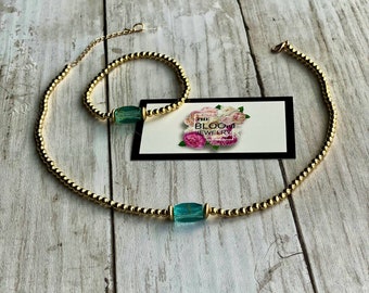 gold & turquoise set - dainty - handmade by local artist