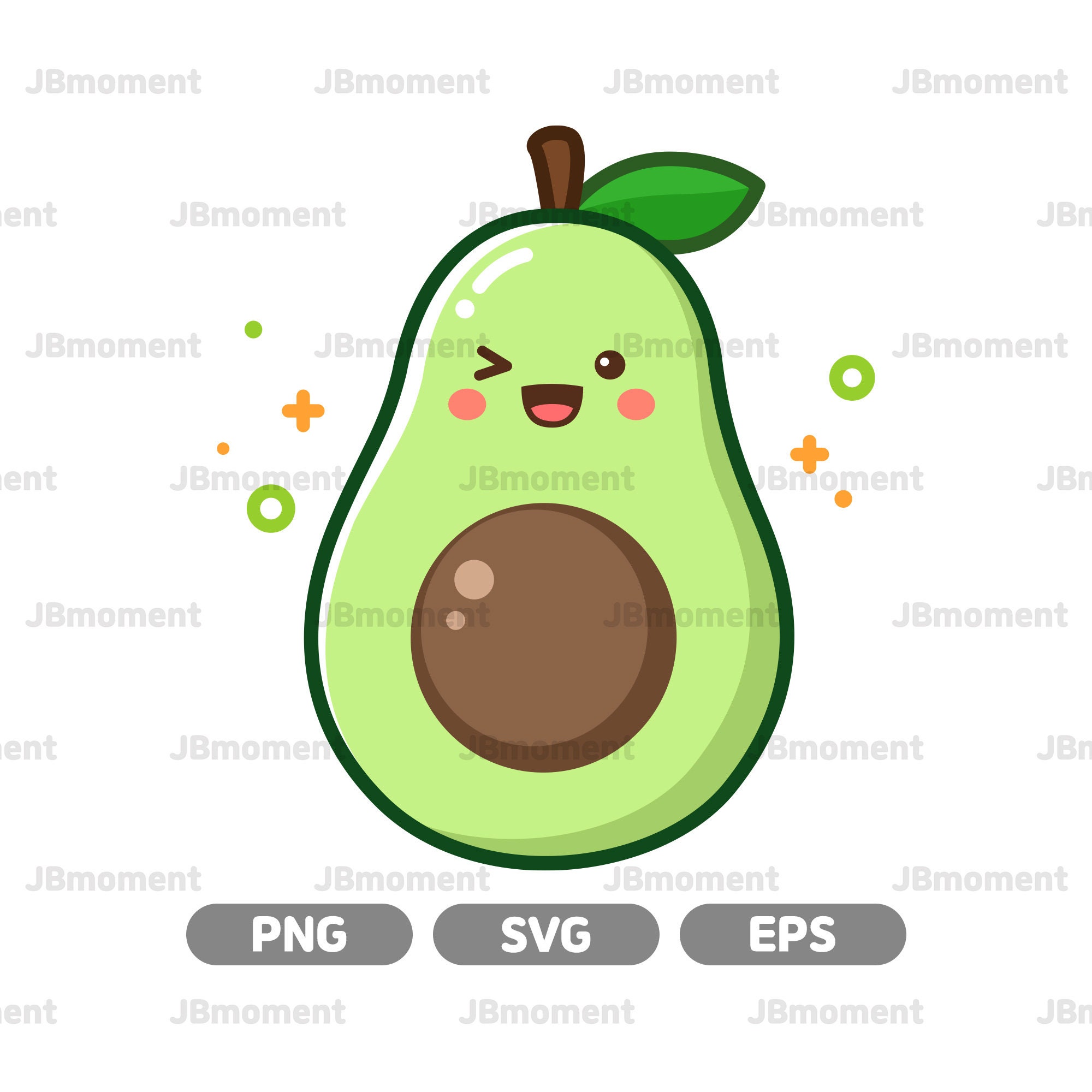 Download Cute Avocado Clipart Commercial Use Cute Avocado Digital Etsy