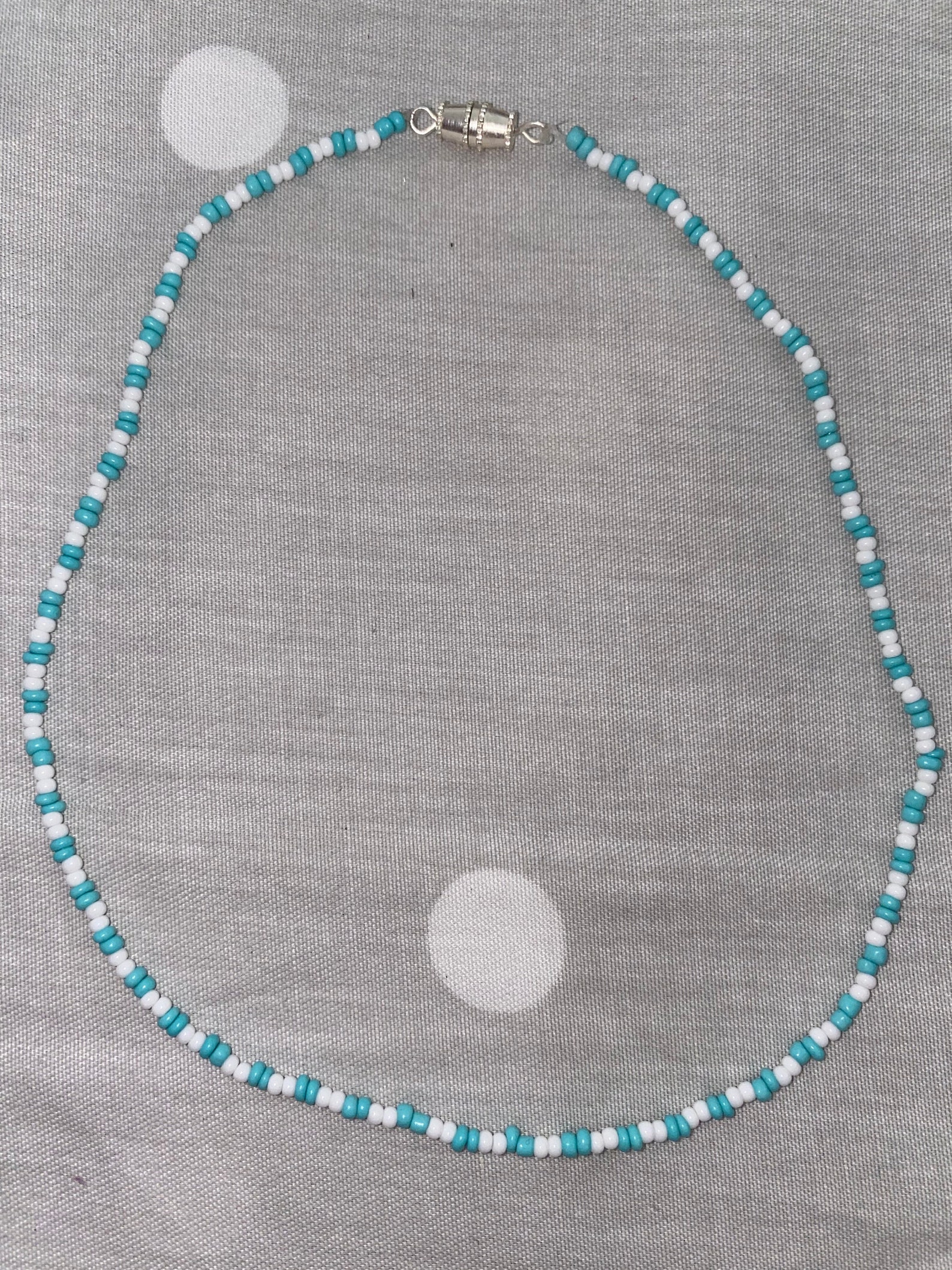 Light Blue and White Beaded Necklace - Etsy