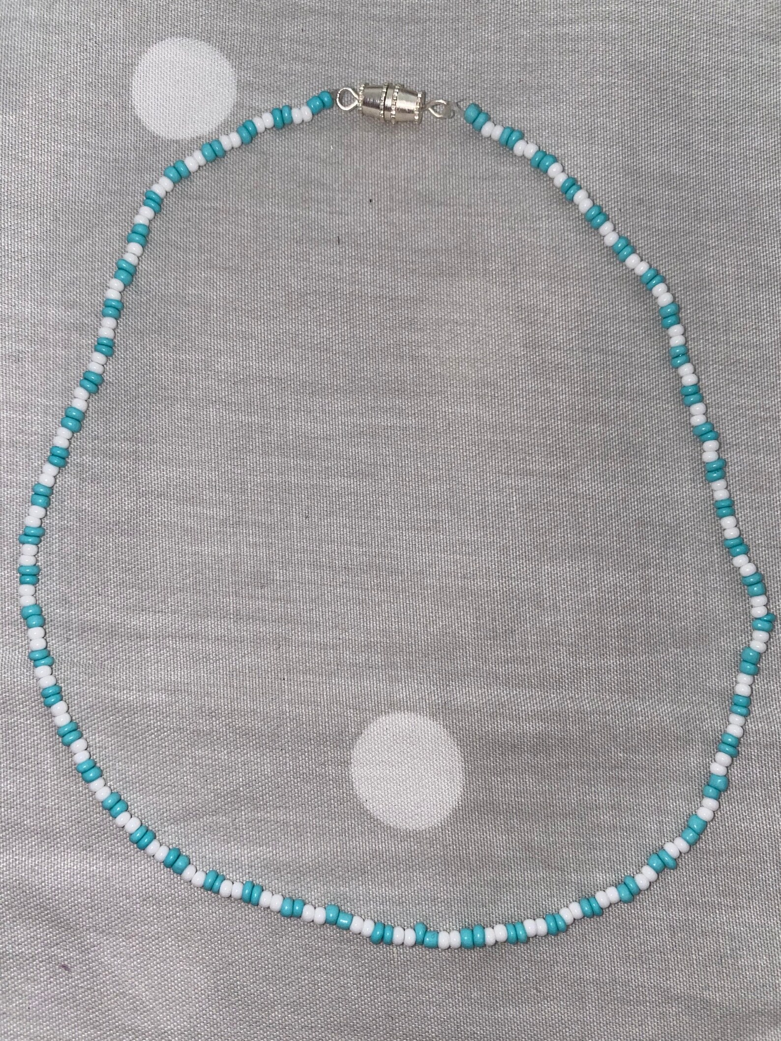 Light Blue and White Beaded Necklace Etsy