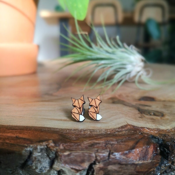 Wooden earrings - Foxes