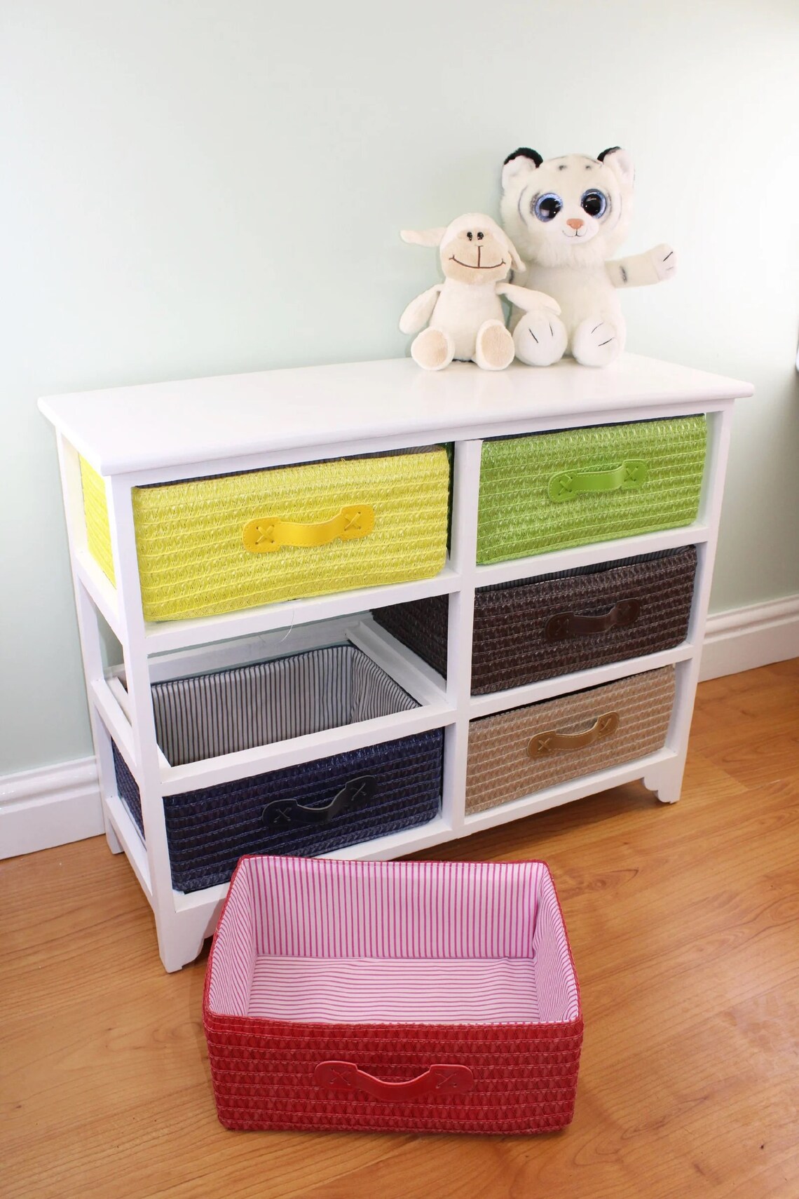 6 Drawer Multi Coloured Storage Unit With Baskets Bedroom Etsy