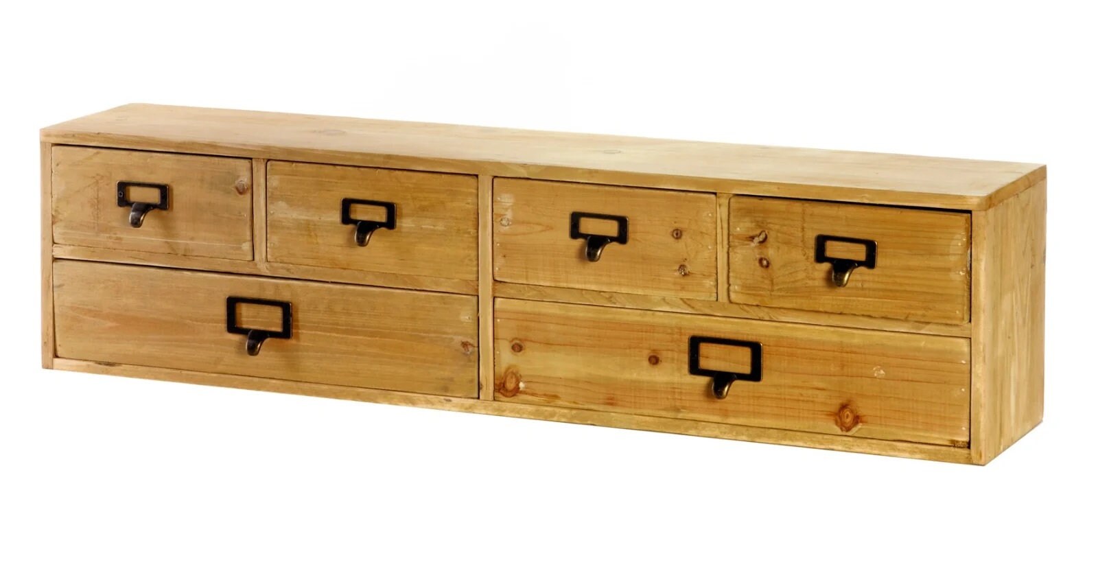 6 Drawers Storage Organiser Rustic 80cm Wide Wooden Wall Mount Etsy