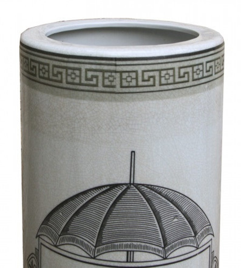 Ceramic Umbrella Stand Monochrome Umbrella Print Etsy