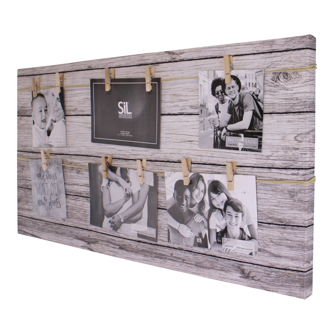 Wood Look Photo Peg Board Holds 6 Photos Etsy