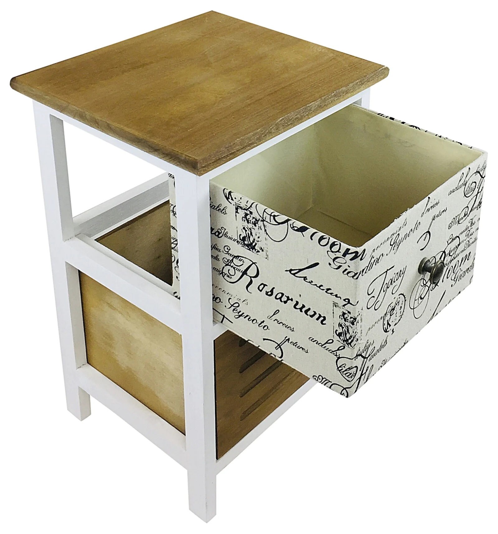 Wooden Side Table With 2 Drawers White & Brown Storage Home Etsy