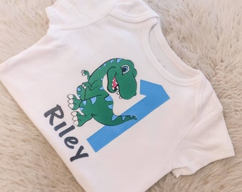 Boys dinosaur birthday t-shirt