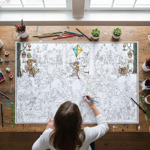 大判妖精ぬり絵ポスター - 気まぐれな宝探し、80ポンド厚紙（24インチ x 36インチ）