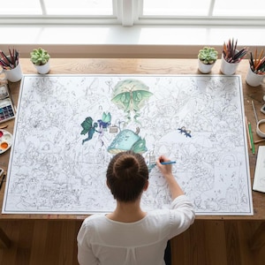 気まぐれな妖精のぬり絵ポスター - 沼の妖精の惑星、24インチ x 36インチ アクリルマーカー対応