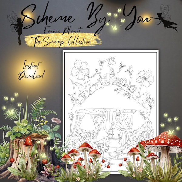 Whimsical mushroom creatures funny coloring page Illustrated for the person that loves weird and unique hand drawn coloring pages