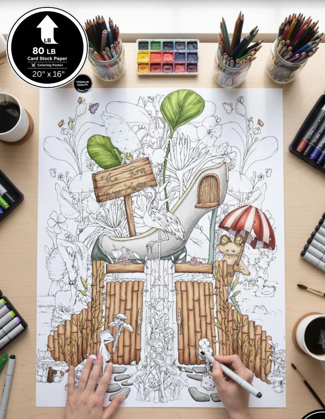 Enchanted Fairy Swamp Coloring Poster – Fantasy Art, Acrylic Marker ...