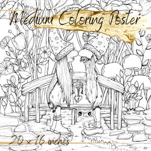 Gnome fantastique bisous esquimau Coloriage amusant Scènes fantaisistes et personnages rigolos Poster à colorier sur papier mat premium