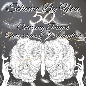 50 Butterfly and dragonfly adult coloring book digital download / instant download / colouring pages