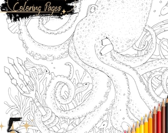 Deep Sea Coloring Pages: Ocean Animals, Mermaids (PDF Download)