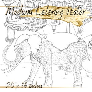 Ausmalseite für Mama und Baby Elefant - Floating Islands Premium Matte Paper Poster zum Ausmalen