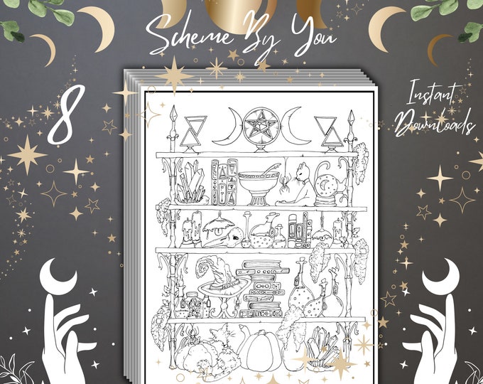 4 Bookmarks Coloring Page | Witchy Bookmarks Printable Coloring Page ...