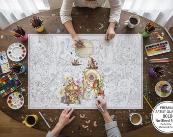 Large Format Coloring Poster for adults - 80lb cardstock paper - Fairy – Whimsical Art on Matte Paper 36 x 24 - Acrylic Marker Ready