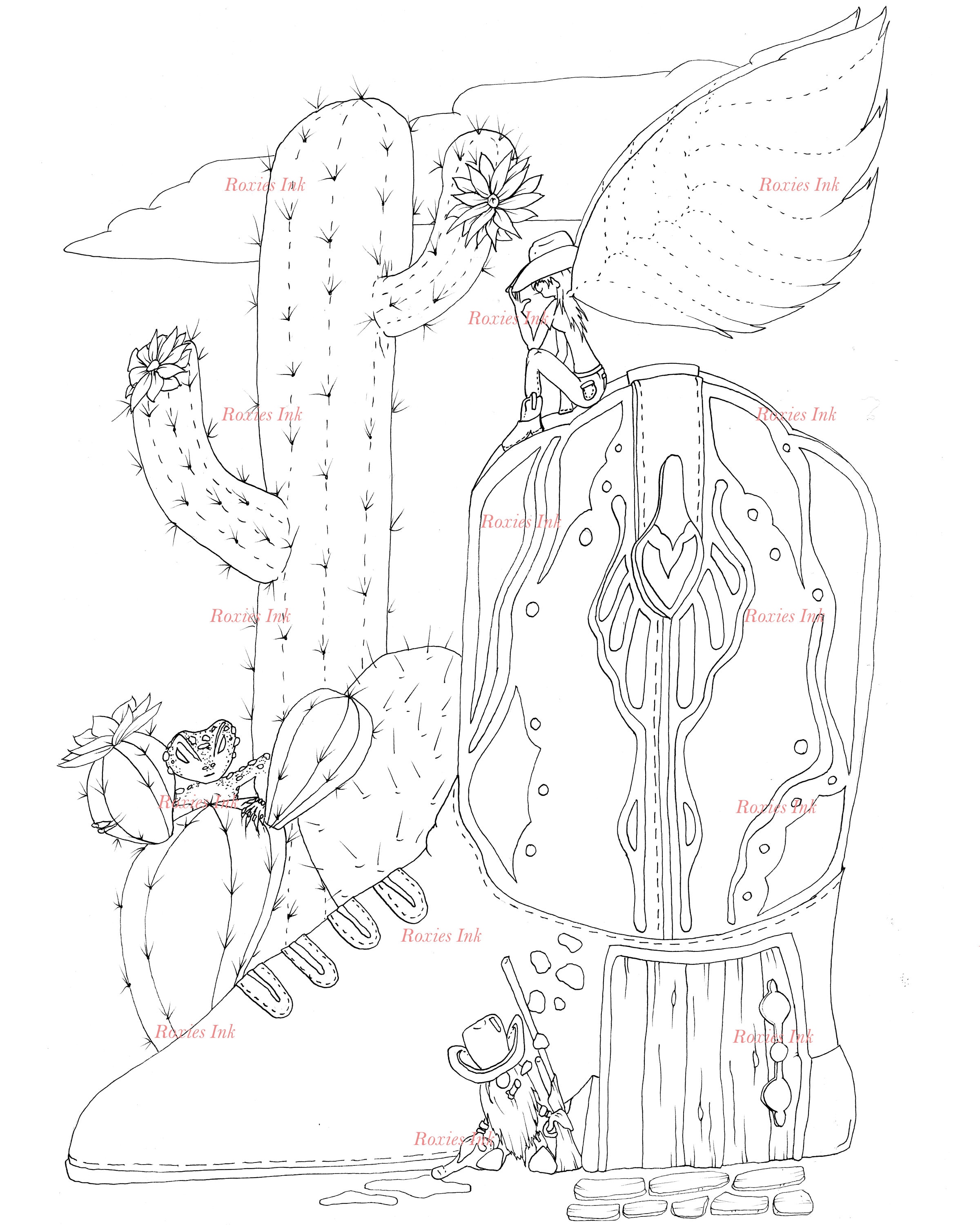 Fairy Boot House Coloring Page. printable Adult Coloring Etsy