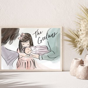 Custom Line Drawing, Custom Digital Illustration from Photo, Custom Illustration Print, Custom Illustration Portrait, Family Illustration