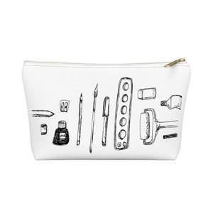 Hand-Drawn Art Bag: T-Bottom Pencil Case & Makeup Bag