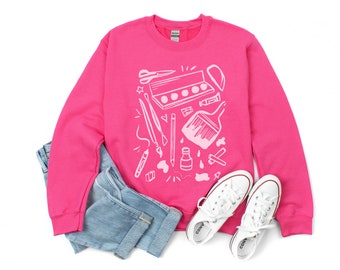 Art Teacher Sweatshirt: Art Supplies Graphic, Artist Gift