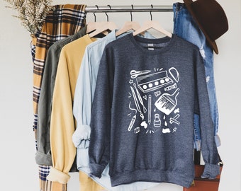 Retro Art Teacher Sweatshirt | Art Supplies Crewneck | Elementary Art Teacher Shirt | Creative Teacher Gift | Back to School Teacher Outfit