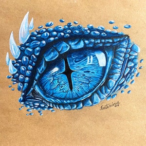 Original Drawing Blue Dragon Eye