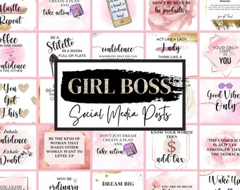 Girl Boss Quotes for Instagram & Social Media, Girlboss Quotes, Boss Babe Quotes, Boss Lady Quotes, Social Media Posts, Instant Download