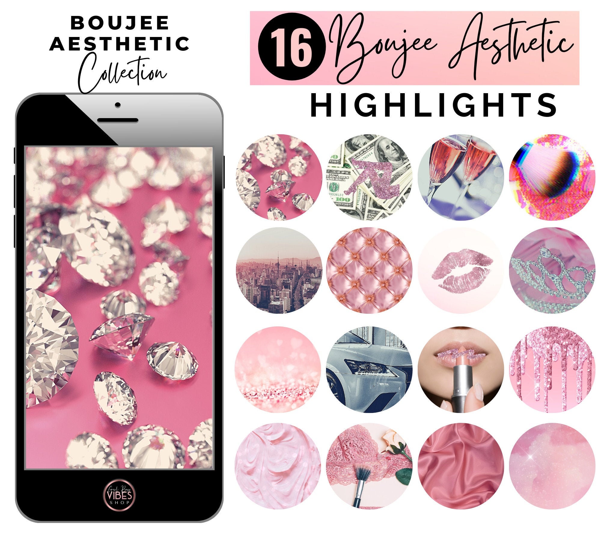Boujee Pink Aesthetic Instagram Story Highlight Icons Etsy