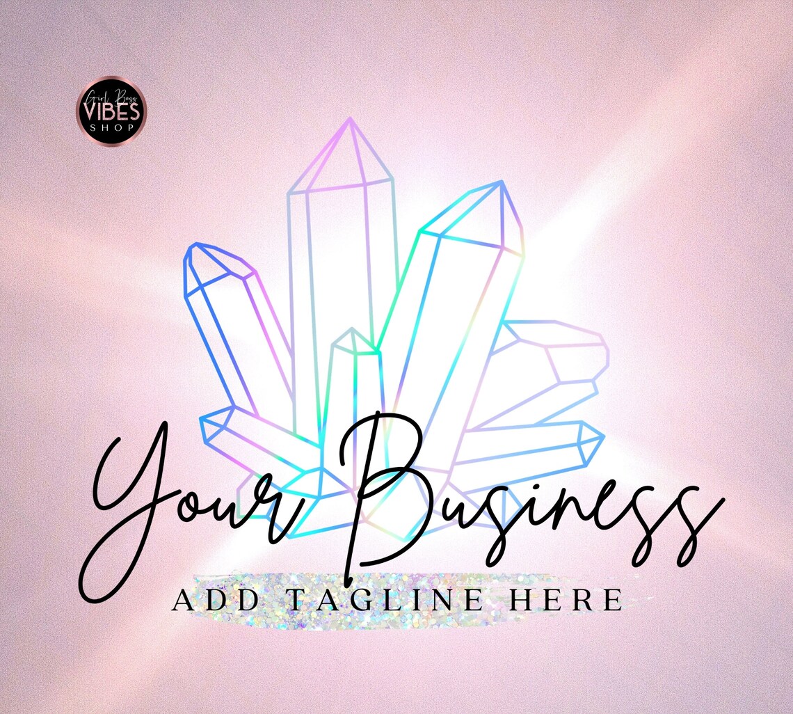 Crystal Logo Healing Crystals Holographic Canva Logo Etsy