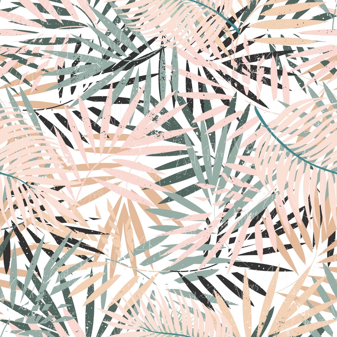 Tropical Leaves Digital Design Seamless Pattern PNG File & - Etsy
