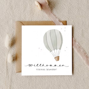 Birth card | "Welcome little miracle" | Folded card