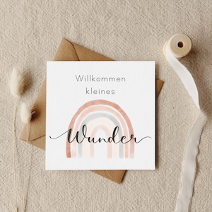 Birth card | "Welcome little miracle" | Folded card