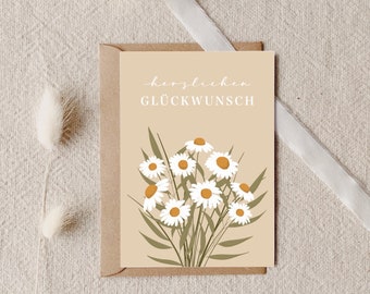 Glückwunschkarte | "Herzlichen Glückwunsch" | Klappkarte