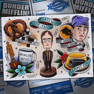The Office US tradycyjny arkusz tatuażu flash tatuaż wydruk prezent tatuaż sztuka ścienna wystrój domu