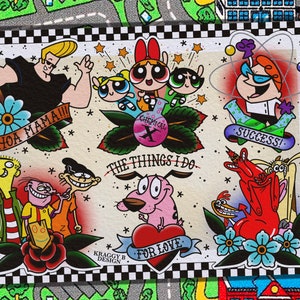 Cartoon Network tradicional tatuaje flash hoja tatuaje impresión regalo tatuaje pared arte decoración del hogar